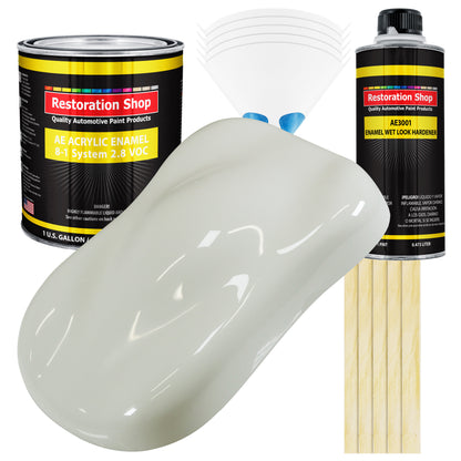 Ermine White Acrylic Enamel Auto Paint - Complete Gallon Paint Kit - Professional Single Stage Automotive Car Truck Coating, 8:1 Mix Ratio 2.8 VOC