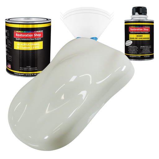 Ermine White Acrylic Enamel Auto Paint - Complete Quart Paint Kit - Professional Single Stage Automotive Car Truck Coating, 8:1 Mix Ratio 2.8 VOC