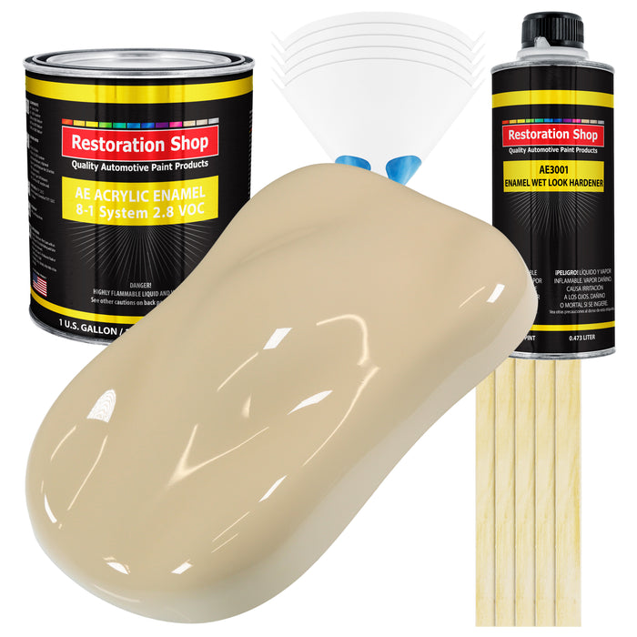 Ivory Acrylic Enamel Auto Paint - Complete Gallon Paint Kit - Professional Single Stage Automotive Car Truck Equipment Coating, 8:1 Mix Ratio 2.8 VOC