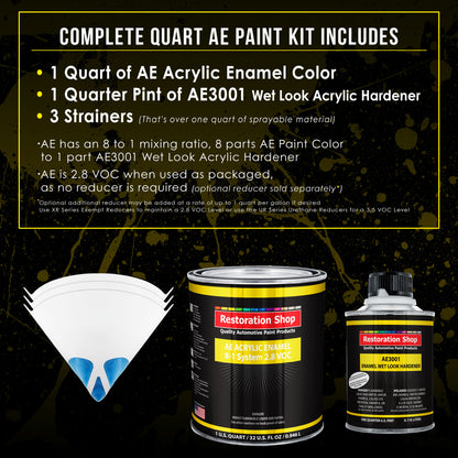 Ivory Acrylic Enamel Auto Paint - Complete Quart Paint Kit - Professional Single Stage Automotive Car Truck Equipment Coating, 8:1 Mix Ratio 2.8 VOC