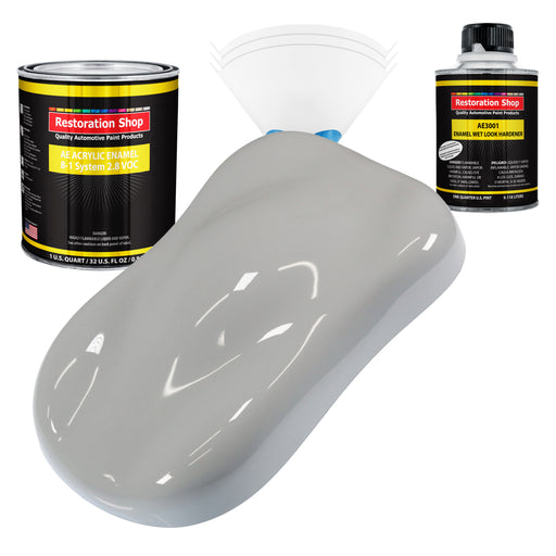 Mesa Gray Acrylic Enamel Auto Paint - Complete Quart Paint Kit - Professional Single Stage Automotive Car Equipment Coating, 8:1 Mix Ratio 2.8 VOC