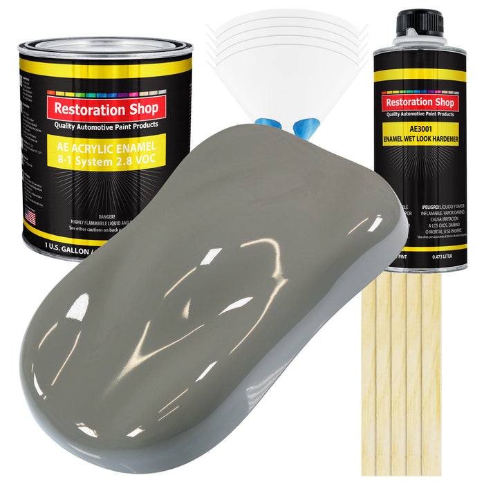 Dove Gray Acrylic Enamel Auto Paint - Complete Gallon Paint Kit - Professional Single Stage Automotive Car Equipment Coating, 8:1 Mix Ratio 2.8 VOC