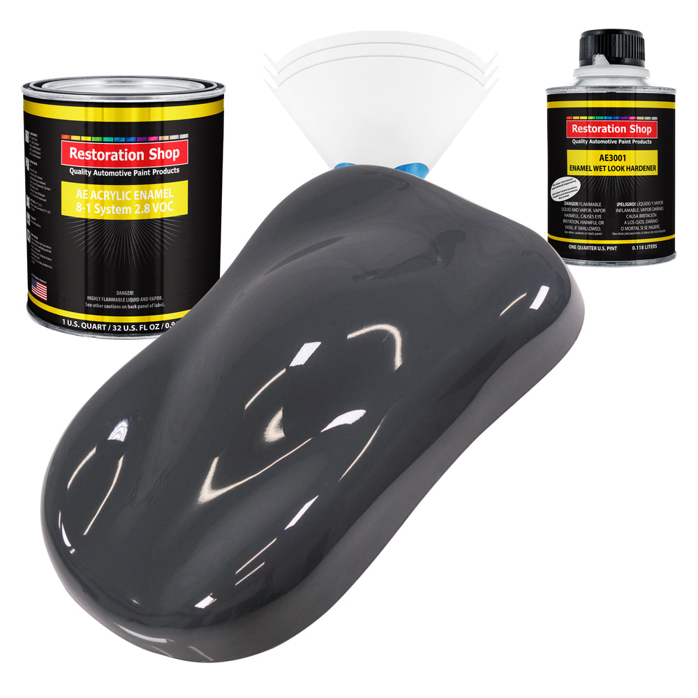 Machinery Gray Acrylic Enamel Auto Paint - Complete Quart Paint Kit - Professional Single Stage Automotive Car Truck Coating, 8:1 Mix Ratio 2.8 VOC