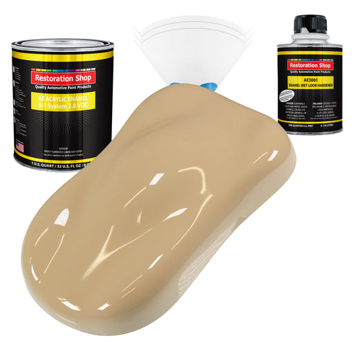 Shoreline Beige Acrylic Enamel Auto Paint - Complete Quart Paint Kit - Professional Single Stage Automotive Car Truck Coating, 8:1 Mix Ratio 2.8 VOC