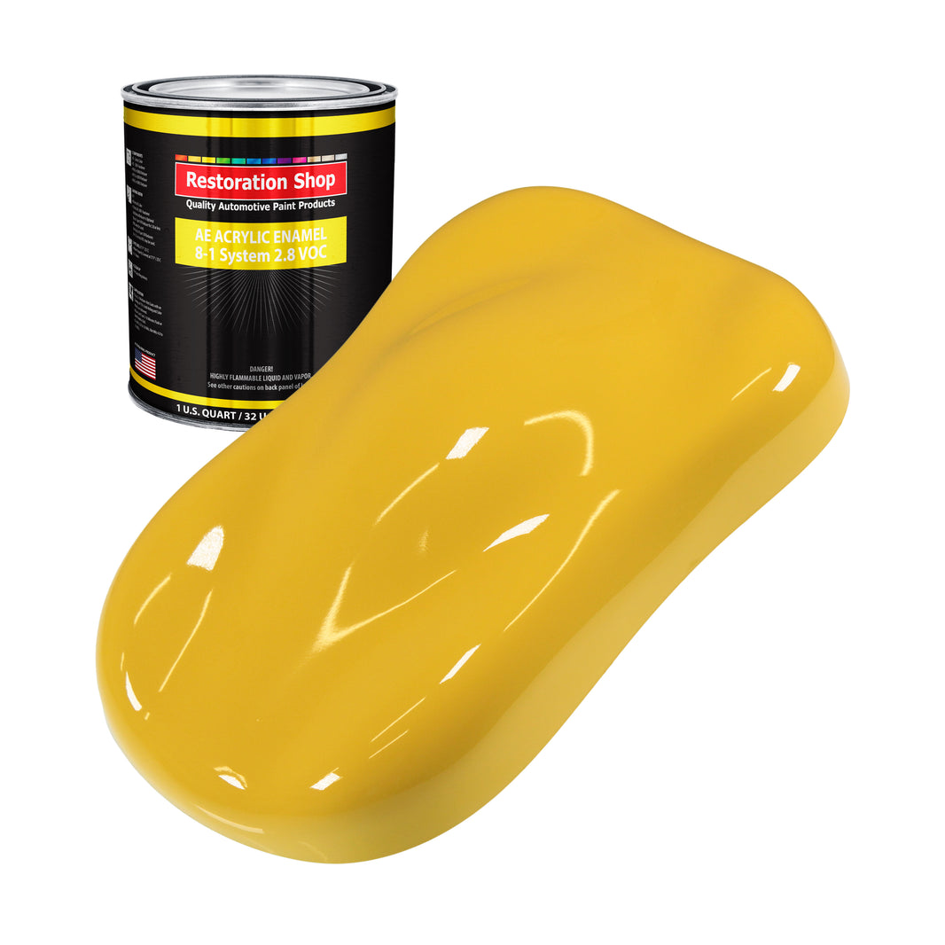 Boss Yellow Acrylic Enamel Auto Paint - Quart Paint Color Only - Professional Single Stage High Gloss Automotive Car Truck Equipment Coating, 2.8 VOC