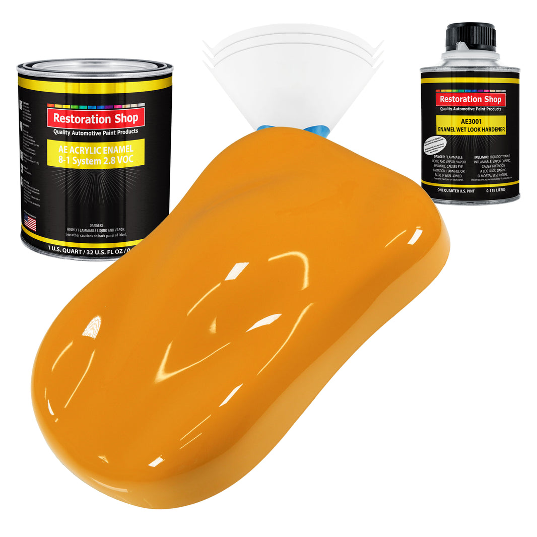 School Bus Yellow Acrylic Enamel Auto Paint - Complete Quart Paint Kit - Professional Single Stage Automotive Car Truck Coating, 8:1 Mix Ratio 2.8 VOC