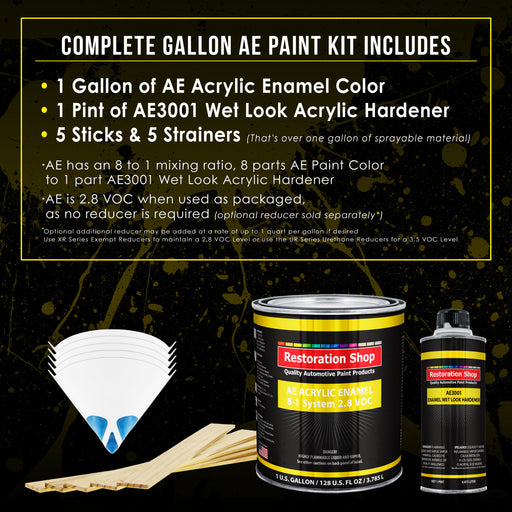 Electric Yellow Acrylic Enamel Auto Paint - Complete Gallon Paint Kit - Professional Single Stage Automotive Car Truck Coating, 8:1 Mix Ratio 2.8 VOC