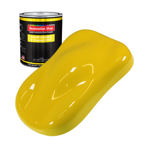 Electric Yellow Acrylic Enamel Auto Paint - Quart Paint Color Only - Professional Single Stage Gloss Automotive Car Truck Equipment Coating, 2.8 VOC