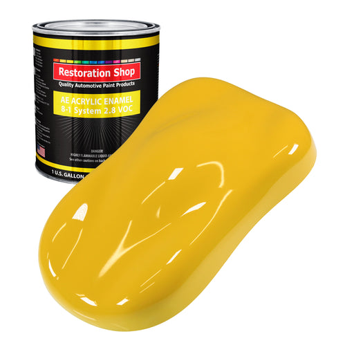 Indy Yellow Acrylic Enamel Auto Paint - Gallon Paint Color Only - Professional Single Stage High Gloss Automotive Car Truck Equipment Coating, 2.8 VOC