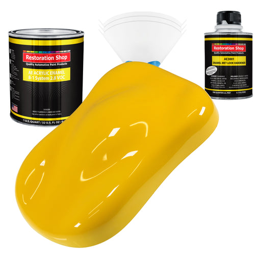 Viper Yellow Acrylic Enamel Auto Paint - Complete Quart Paint Kit - Professional Single Stage Automotive Car Truck Coating, 8:1 Mix Ratio 2.8 VOC