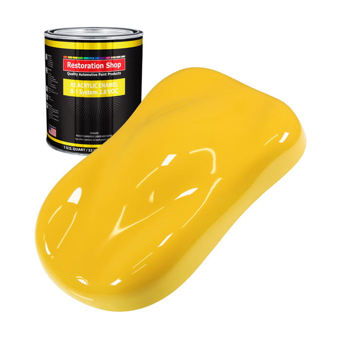 Sunshine Yellow Acrylic Enamel Auto Paint - Quart Paint Color Only - Professional Single Stage Gloss Automotive Car Truck Equipment Coating, 2.8 VOC