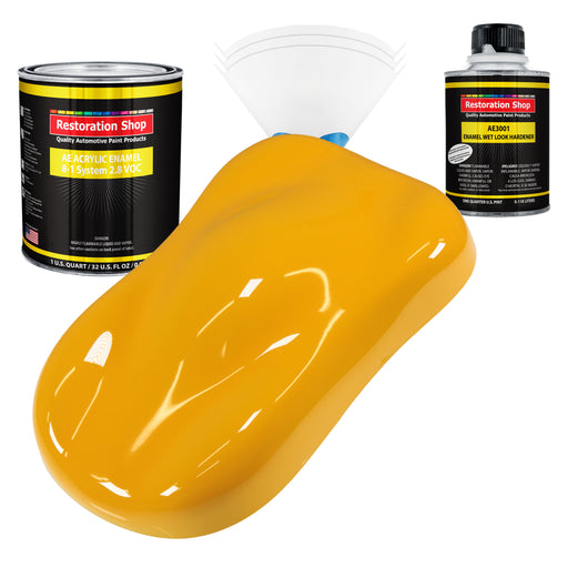 Citrus Yellow Acrylic Enamel Auto Paint - Complete Quart Paint Kit - Professional Single Stage Automotive Car Truck Coating, 8:1 Mix Ratio 2.8 VOC