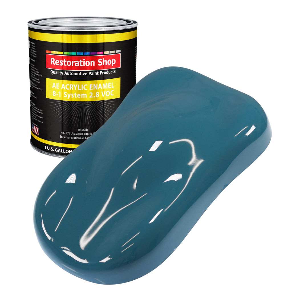 Medium Blue Acrylic Enamel Auto Paint - Gallon Paint Color Only - Professional Single Stage High Gloss Automotive Car Truck Equipment Coating, 2.8 VOC