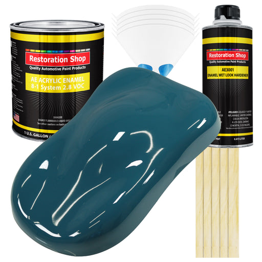 Transport Blue Acrylic Enamel Auto Paint - Complete Gallon Paint Kit - Professional Single Stage Automotive Car Truck Coating, 8:1 Mix Ratio 2.8 VOC