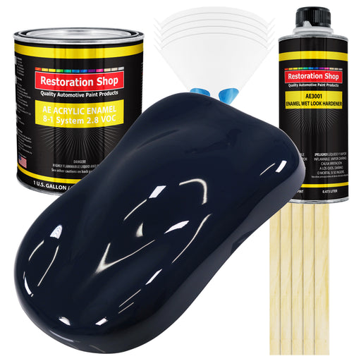 Midnight Blue Acrylic Enamel Auto Paint - Complete Gallon Paint Kit - Professional Single Stage Automotive Car Truck Coating, 8:1 Mix Ratio 2.8 VOC