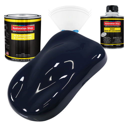 Midnight Blue Acrylic Enamel Auto Paint - Complete Quart Paint Kit - Professional Single Stage Automotive Car Truck Coating, 8:1 Mix Ratio 2.8 VOC