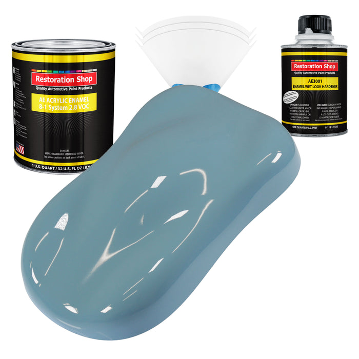 Glacier Blue Acrylic Enamel Auto Paint - Complete Quart Paint Kit - Professional Single Stage Automotive Car Truck Coating, 8:1 Mix Ratio 2.8 VOC