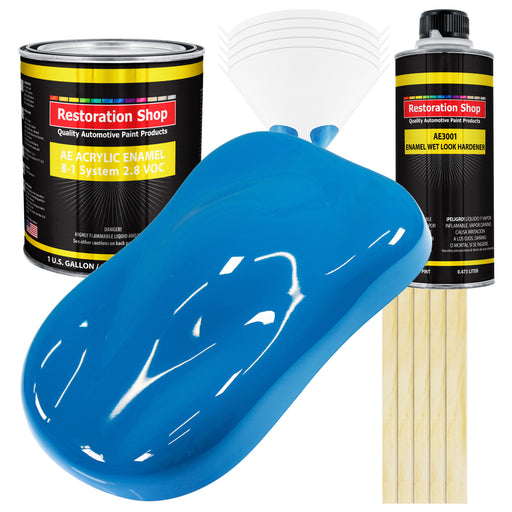 Speed Blue Acrylic Enamel Auto Paint - Complete Gallon Paint Kit - Professional Single Stage Automotive Car Equipment Coating, 8:1 Mix Ratio 2.8 VOC