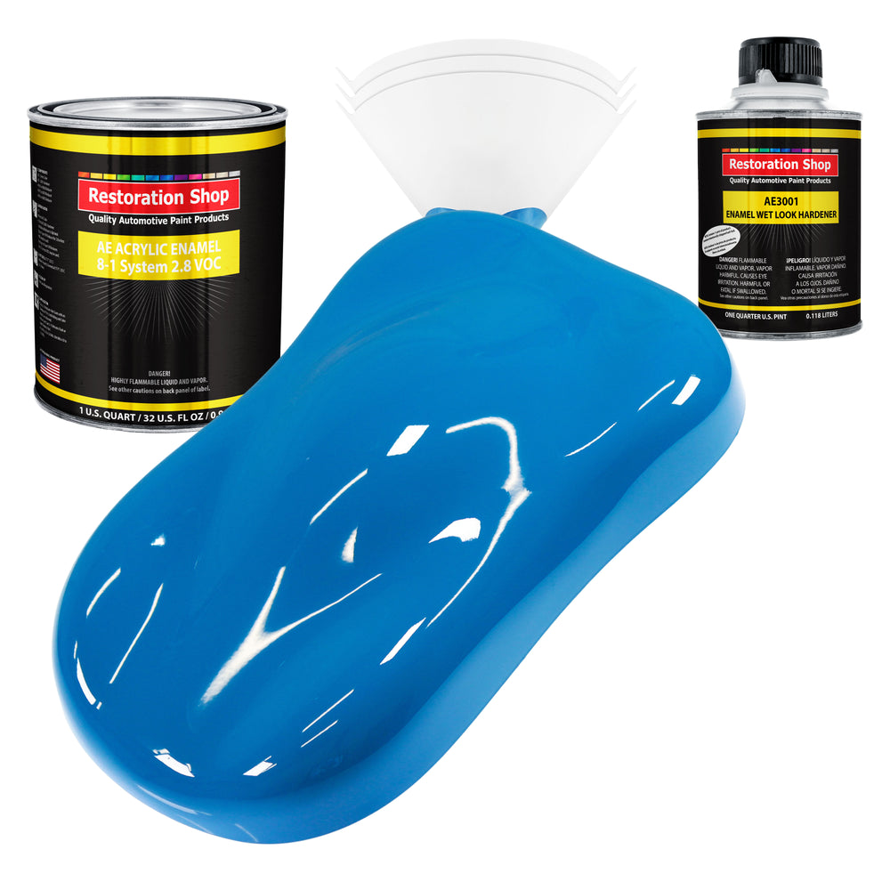 Speed Blue Acrylic Enamel Auto Paint - Complete Quart Paint Kit - Professional Single Stage Automotive Car Equipment Coating, 8:1 Mix Ratio 2.8 VOC