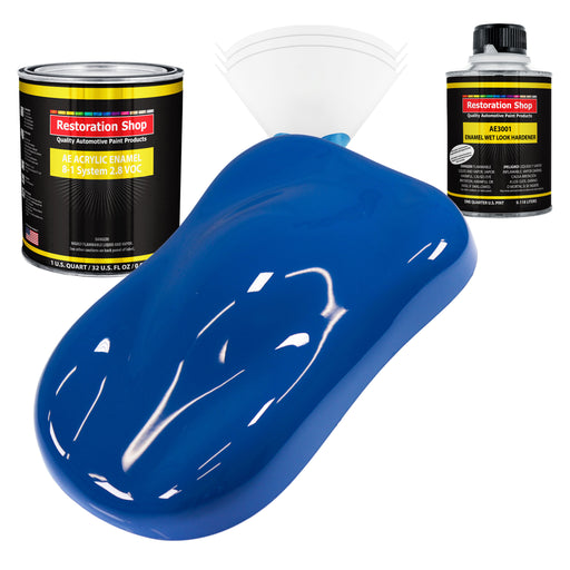 Reflex Blue Acrylic Enamel Auto Paint - Complete Quart Paint Kit - Professional Single Stage Automotive Car Truck Coating, 8:1 Mix Ratio 2.8 VOC