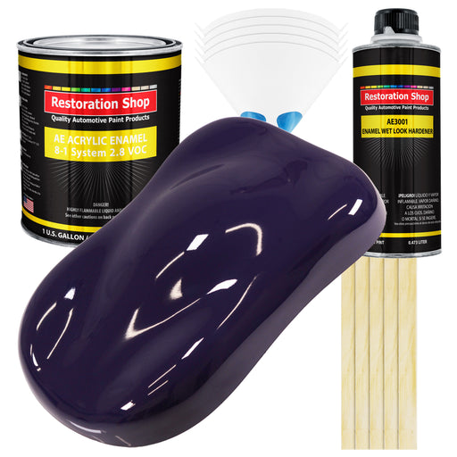 Majestic Purple Acrylic Enamel Auto Paint - Complete Gallon Paint Kit - Professional Single Stage Automotive Car Truck Coating, 8:1 Mix Ratio 2.8 VOC