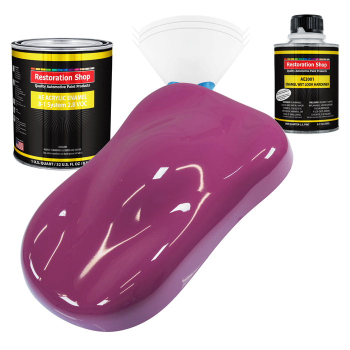 Magenta Acrylic Enamel Auto Paint - Complete Quart Paint Kit - Professional Single Stage Automotive Car Truck Equipment Coating, 8:1 Mix Ratio 2.8 VOC