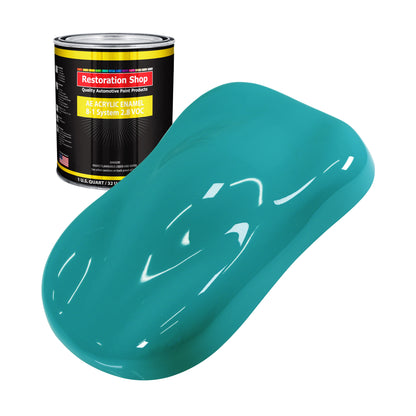 Bright Racing Aqua Acrylic Enamel Auto Paint (Quart Paint Color Only) Professional Single Stage Gloss Automotive Car Truck Equipment Coating, 2.8 VOC