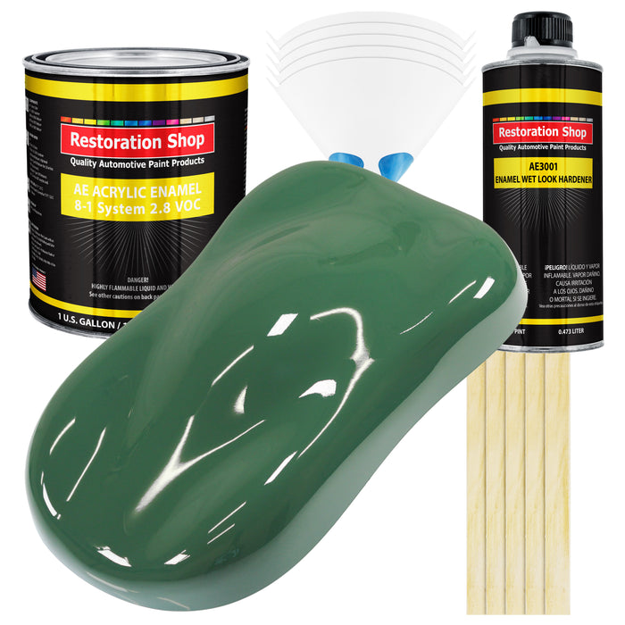 Transport Green Acrylic Enamel Auto Paint - Complete Gallon Paint Kit - Professional Single Stage Automotive Car Truck Coating, 8:1 Mix Ratio 2.8 VOC