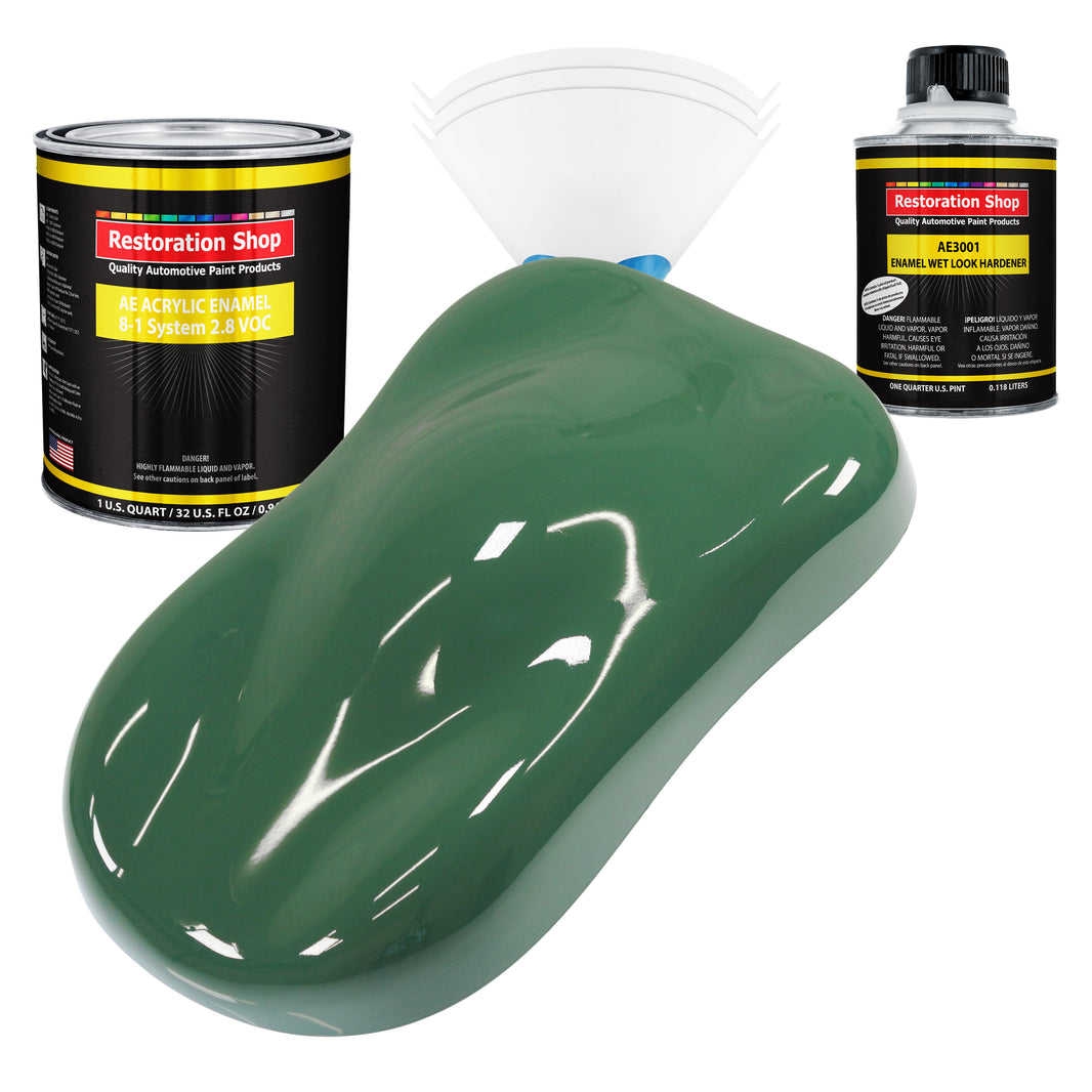 Transport Green Acrylic Enamel Auto Paint - Complete Quart Paint Kit - Professional Single Stage Automotive Car Truck Coating, 8:1 Mix Ratio 2.8 VOC