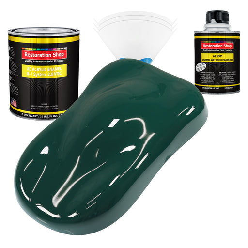 Woodland Green Acrylic Enamel Auto Paint - Complete Quart Paint Kit - Professional Single Stage Automotive Car Truck Coating, 8:1 Mix Ratio 2.8 VOC