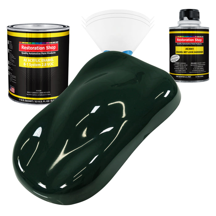 British Racing Green Acrylic Enamel Auto Paint - Complete Quart Paint Kit - Professional Single Stage Automotive Car Coating, 8:1 Mix Ratio 2.8 VOC