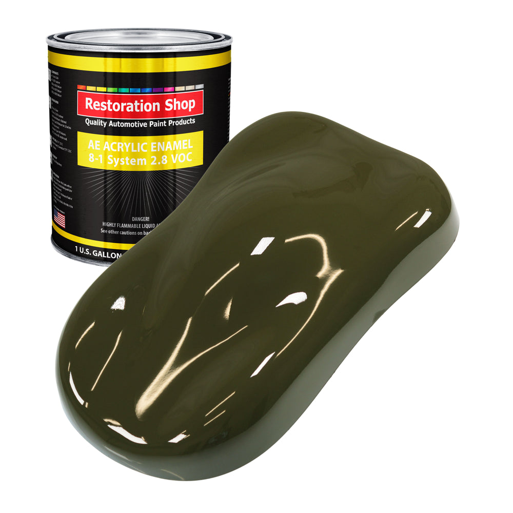 Olive Drab Green Acrylic Enamel Auto Paint - Gallon Paint Color Only - Professional Single Stage Gloss Automotive Car Truck Equipment Coating, 2.8 VOC