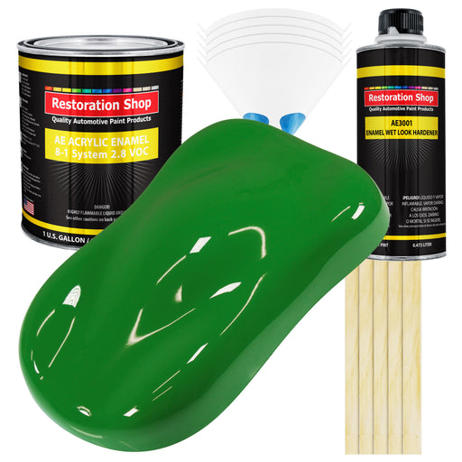 Vibrant Lime Green Acrylic Enamel Auto Paint (Complete Gallon Paint Kit) Professional Single Stage Automotive Car Truck Coating, 8:1 Mix Ratio 2.8 VOC