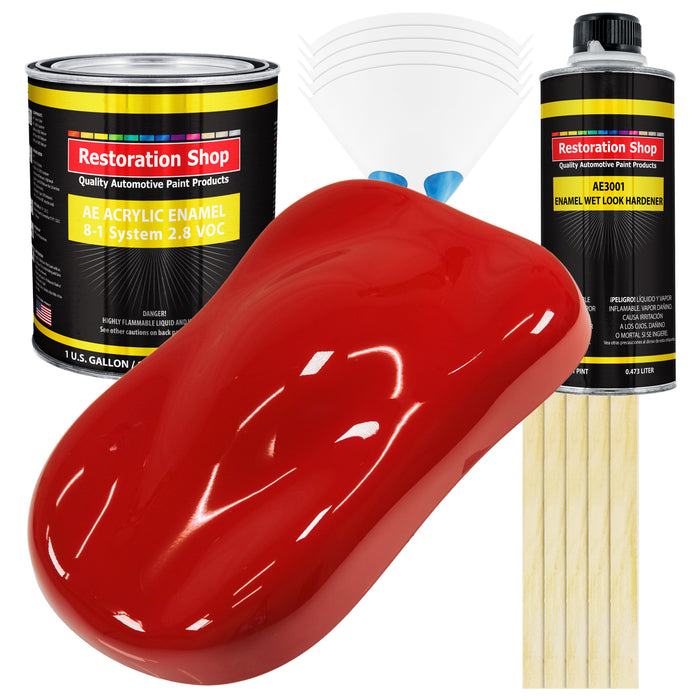 Graphic Red Acrylic Enamel Auto Paint - Complete Gallon Paint Kit - Professional Single Stage Automotive Car Truck Coating, 8:1 Mix Ratio 2.8 VOC