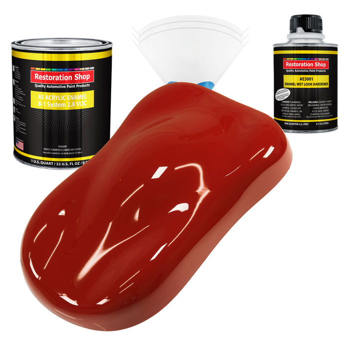 Candy Apple Red Acrylic Enamel Auto Paint - Complete Quart Paint Kit - Professional Single Stage Automotive Car Truck Coating, 8:1 Mix Ratio 2.8 VOC