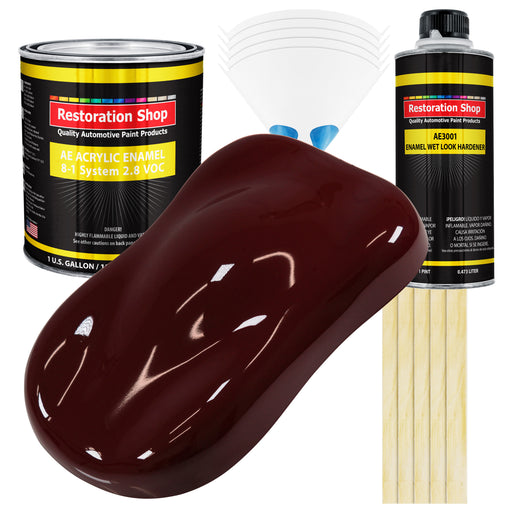 Carmine Red Acrylic Enamel Auto Paint - Complete Gallon Paint Kit - Professional Single Stage Automotive Car Truck Coating, 8:1 Mix Ratio 2.8 VOC