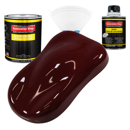 Carmine Red Acrylic Enamel Auto Paint - Complete Quart Paint Kit - Professional Single Stage Automotive Car Truck Coating, 8:1 Mix Ratio 2.8 VOC