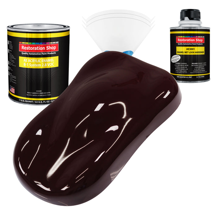 Royal Maroon Acrylic Enamel Auto Paint - Complete Quart Paint Kit - Professional Single Stage Automotive Car Truck Coating, 8:1 Mix Ratio 2.8 VOC