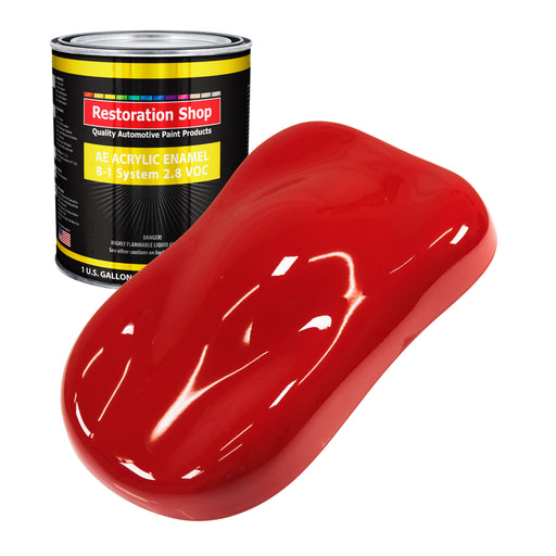 Rally Red Acrylic Enamel Auto Paint - Gallon Paint Color Only - Professional Single Stage High Gloss Automotive Car Truck Equipment Coating, 2.8 VOC