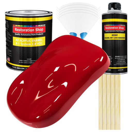 Viper Red Acrylic Enamel Auto Paint - Complete Gallon Paint Kit - Professional Single Stage Automotive Car Equipment Coating, 8:1 Mix Ratio 2.8 VOC