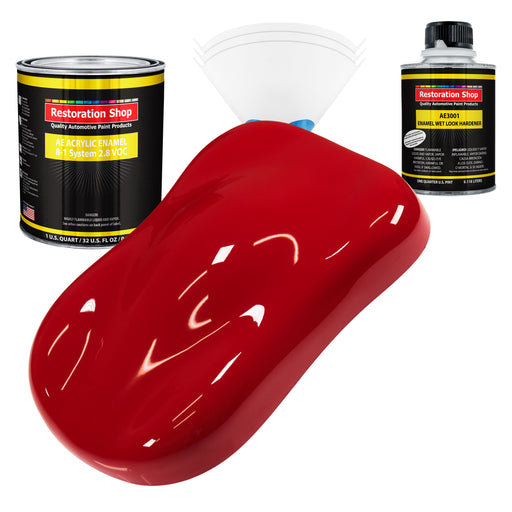 Viper Red Acrylic Enamel Auto Paint - Complete Quart Paint Kit - Professional Single Stage Automotive Car Equipment Coating, 8:1 Mix Ratio 2.8 VOC