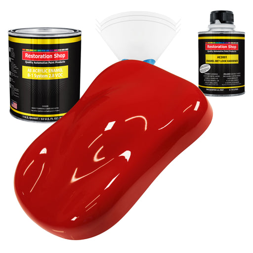 Pro Street Red Acrylic Enamel Auto Paint - Complete Quart Paint Kit - Professional Single Stage Automotive Car Truck Coating, 8:1 Mix Ratio 2.8 VOC
