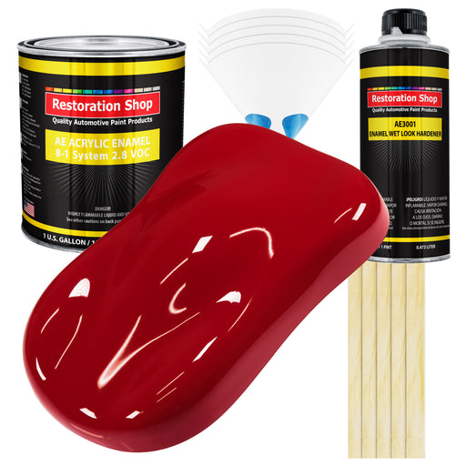 Quarter Mile Red Acrylic Enamel Auto Paint - Complete Gallon Paint Kit - Professional Single Stage Automotive Car Truck Coating, 8:1 Mix Ratio 2.8 VOC