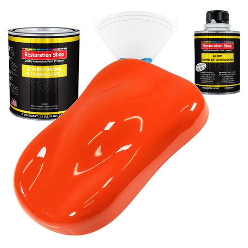 Speed Orange Acrylic Enamel Auto Paint - Complete Quart Paint Kit - Professional Single Stage Automotive Car Truck Coating, 8:1 Mix Ratio 2.8 VOC