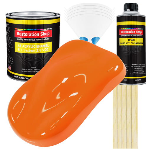 California Orange Acrylic Enamel Auto Paint - Complete Gallon Paint Kit - Professional Single Stage Automotive Car Truck Coating 8:1 Mix Ratio 2.8 VOC