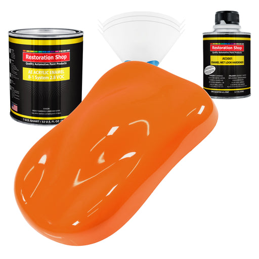 California Orange Acrylic Enamel Auto Paint - Complete Quart Paint Kit - Professional Single Stage Automotive Car Truck Coating, 8:1 Mix Ratio 2.8 VOC