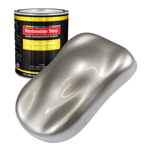 Pewter Silver Metallic Acrylic Enamel Auto Paint - Gallon Paint Color Only - Professional Single Stage Automotive Car Truck Equipment Coating, 2.8 VOC