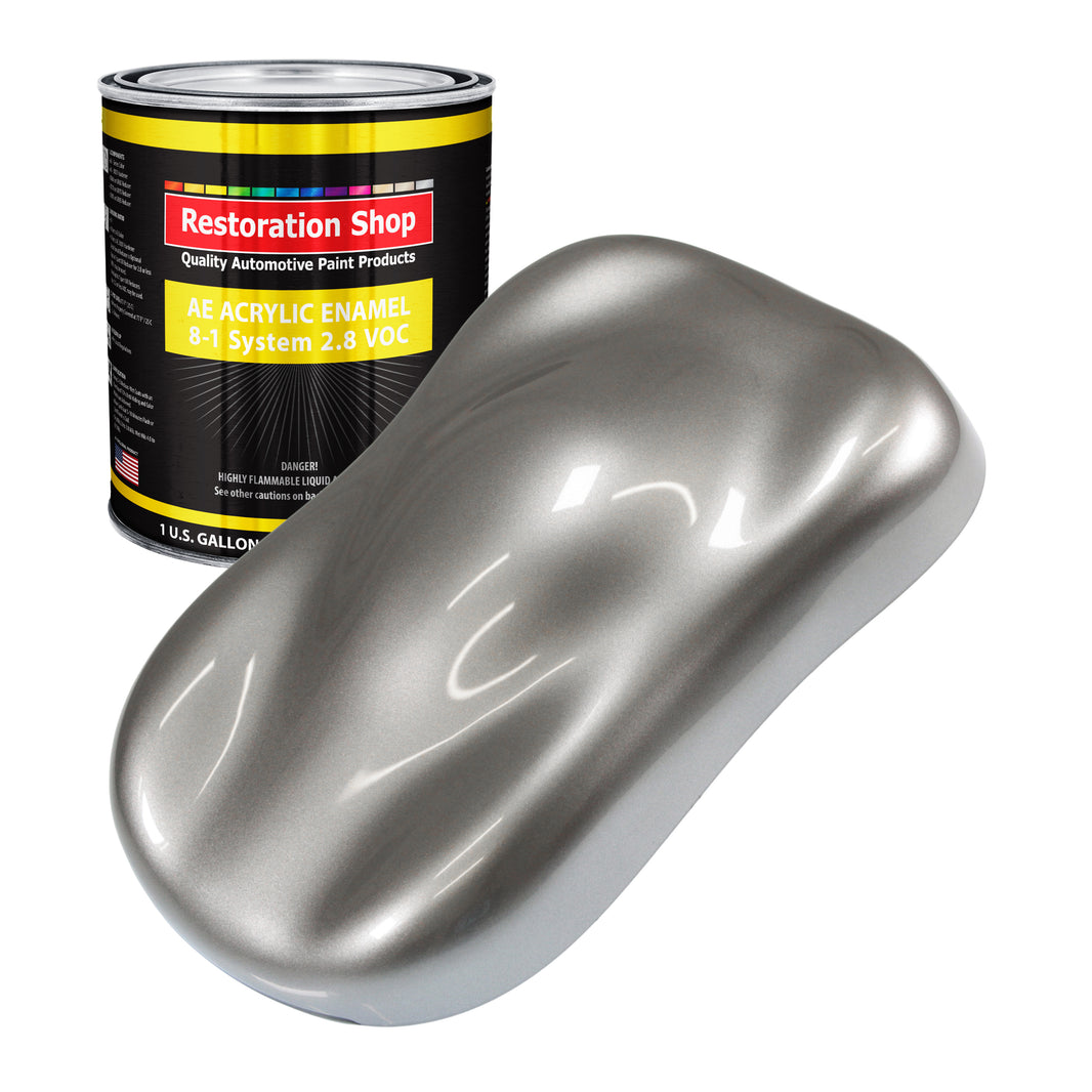 Titanium Gray Metallic Acrylic Enamel Auto Paint - Gallon Paint Color Only - Professional Single Stage Automotive Car Truck Equipment Coating, 2.8 VOC