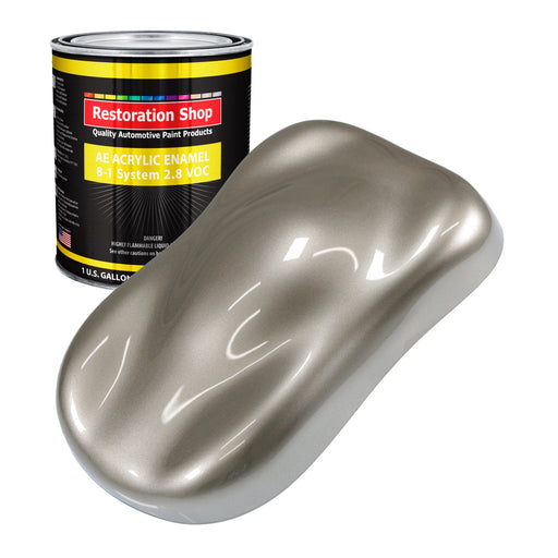 Warm Gray Metallic Acrylic Enamel Auto Paint - Gallon Paint Color Only - Professional Single Stage Automotive Car Truck Equipment Coating, 2.8 VOC