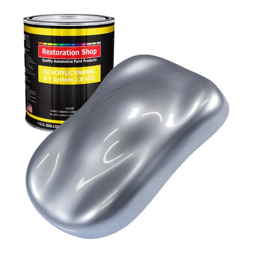 Cool Gray Metallic Acrylic Enamel Auto Paint - Gallon Paint Color Only - Professional Single Stage Automotive Car Truck Equipment Coating, 2.8 VOC